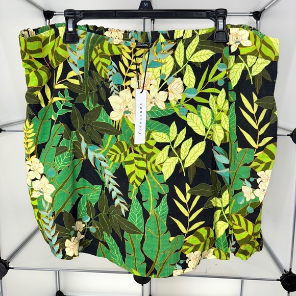 Sanctuary Women's Tropical Green Floral Faux Wrap Miniskort Size 2X NWT - Picture 3 of 12